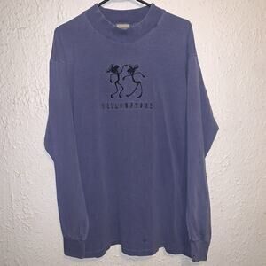 Vintage 90s Yellowstone Single Stitch Suttons Sportswear Long Sleeve Shirt M USA